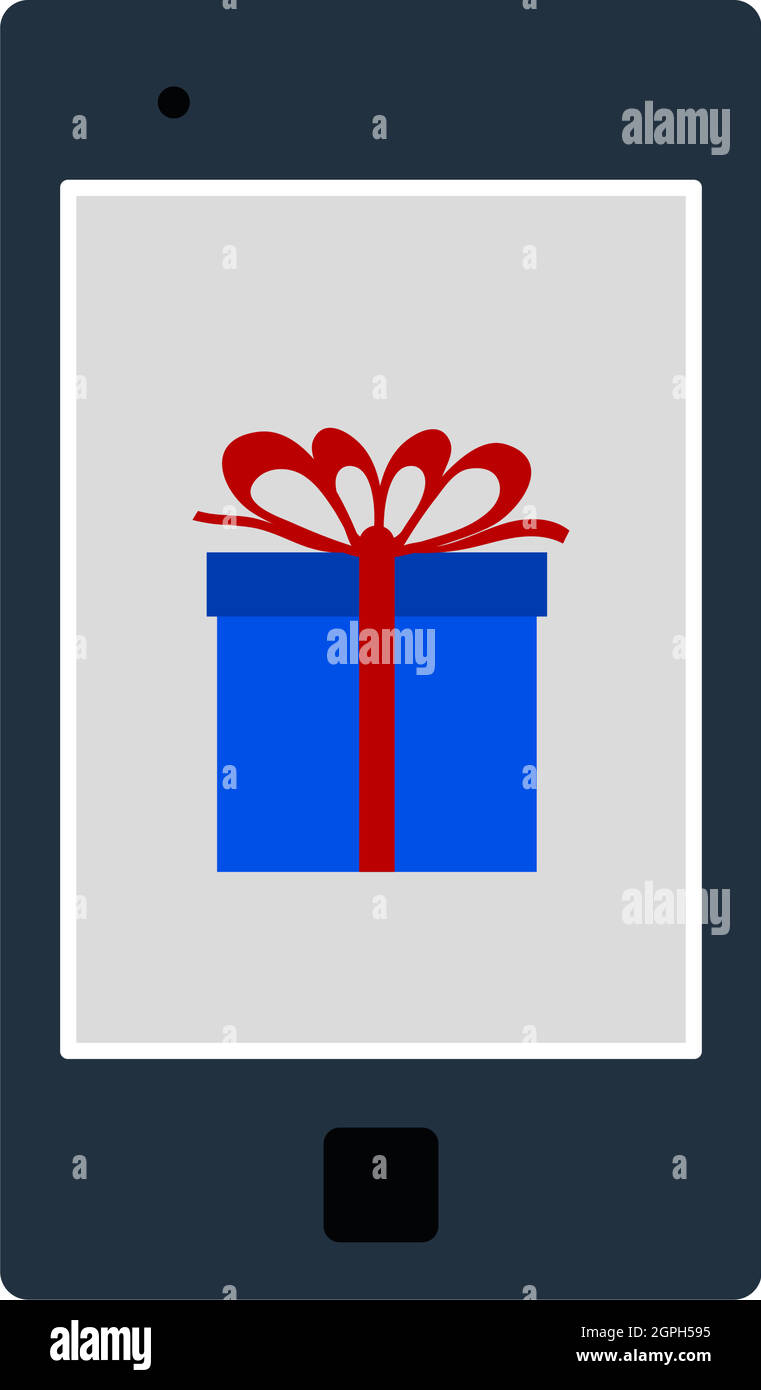 Smartphone con icono de caja de regalo en pantalla Ilustración del Vector