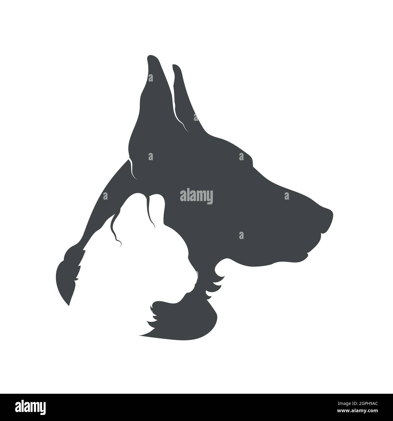 Silueta de perfil combinada de perro y gato, icono sencillo aislado en  blanco Imagen Vector de stock - Alamy