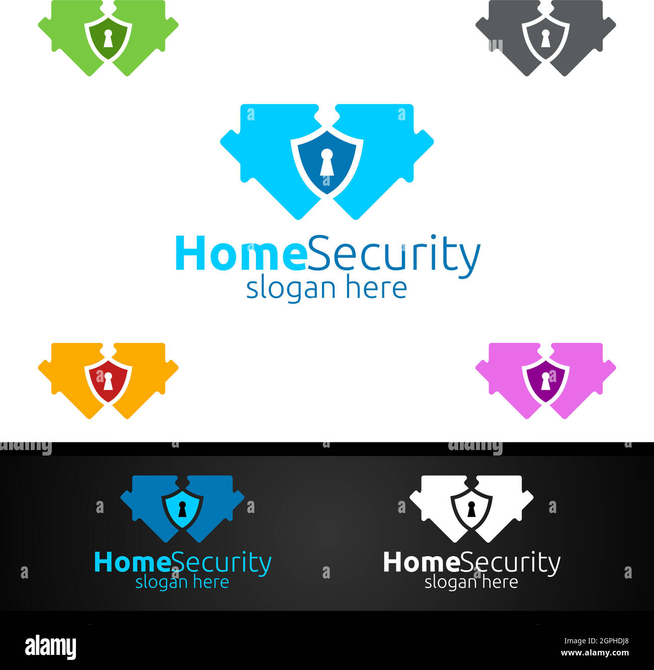 Logotipo clave de seguridad en el hogar para redes, Internet, supervisión y alarma Ilustración del Vector