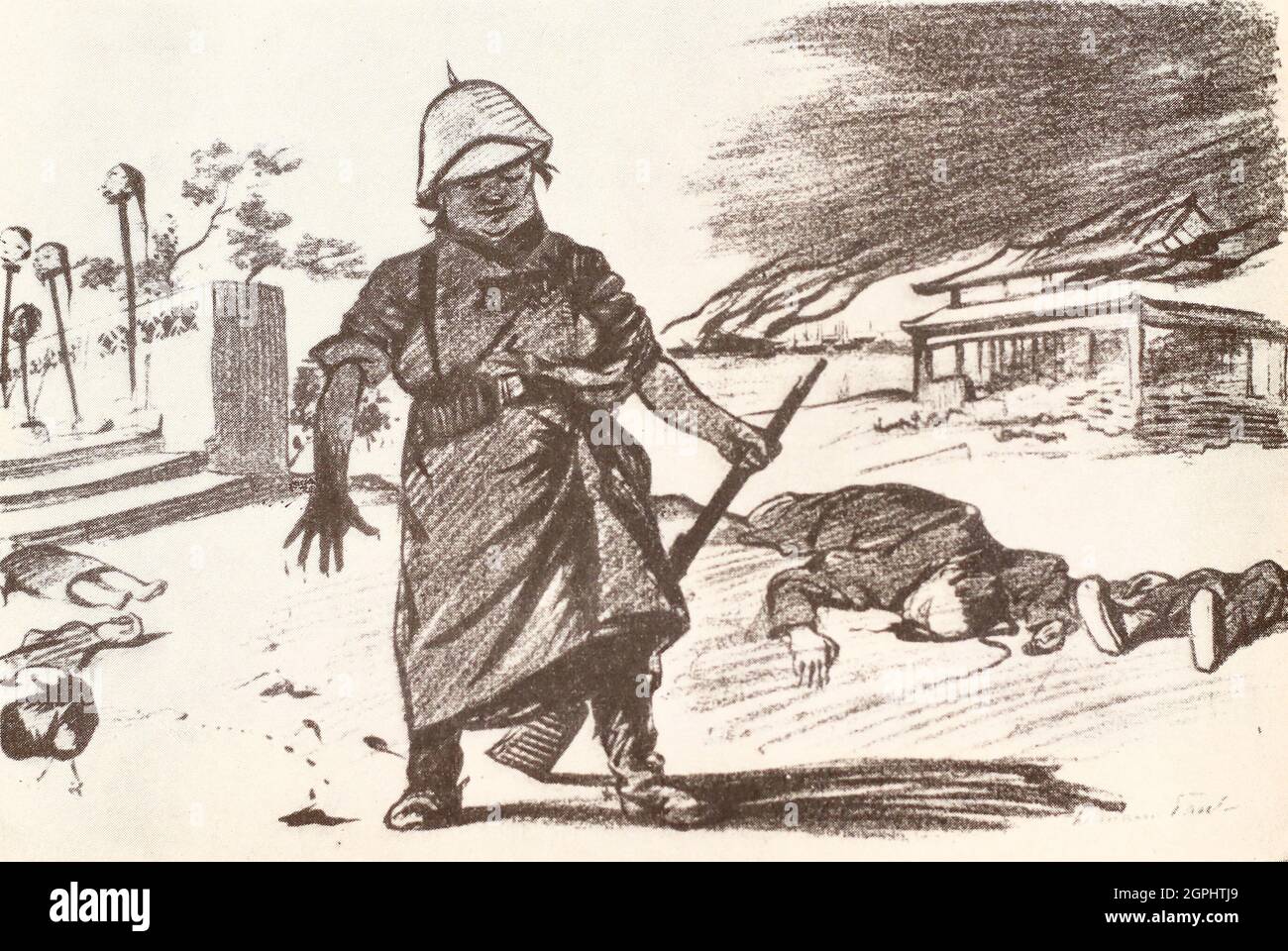 Europeos en China. Caricatura de la revista francesa en 1901. Foto de stock
