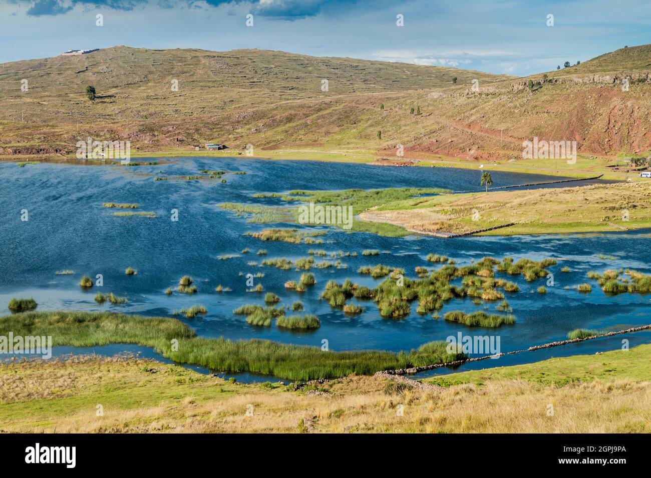 Lago Umayo cerca de las ruinas de Sillustani, Perú Foto de stock