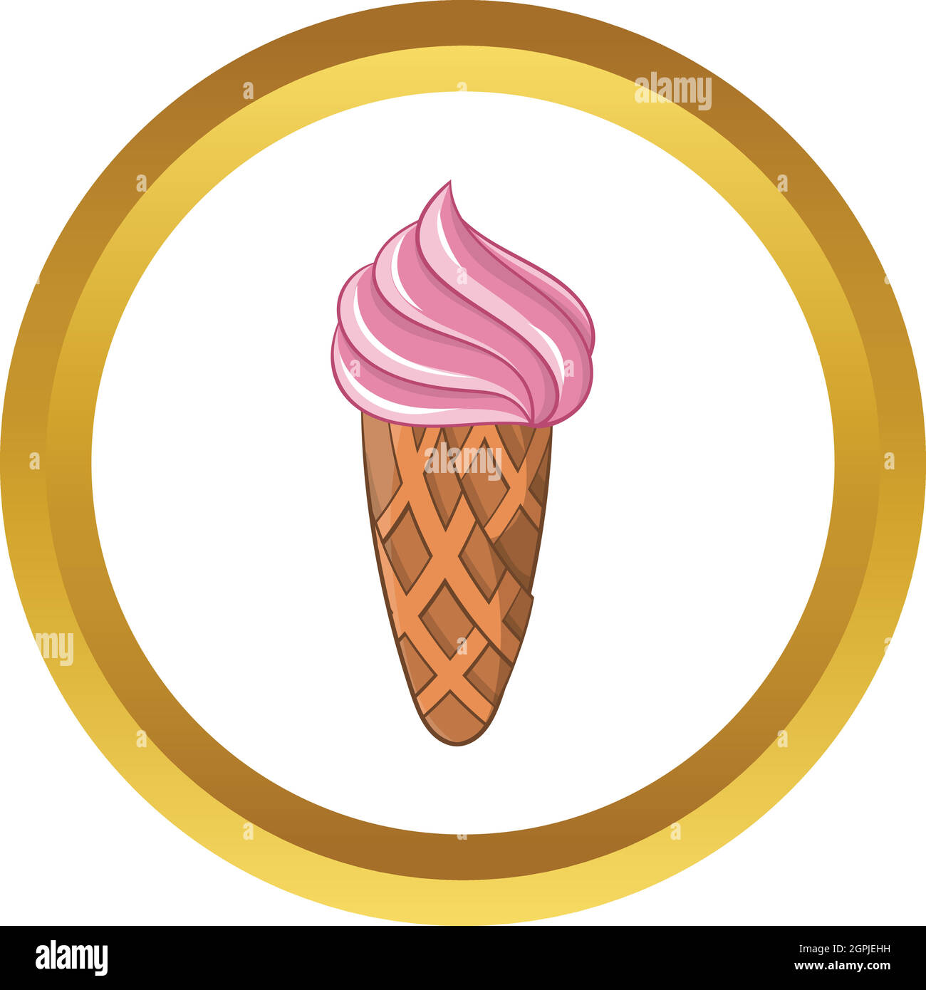 Helados en waffle icono vectorial Ilustración del Vector