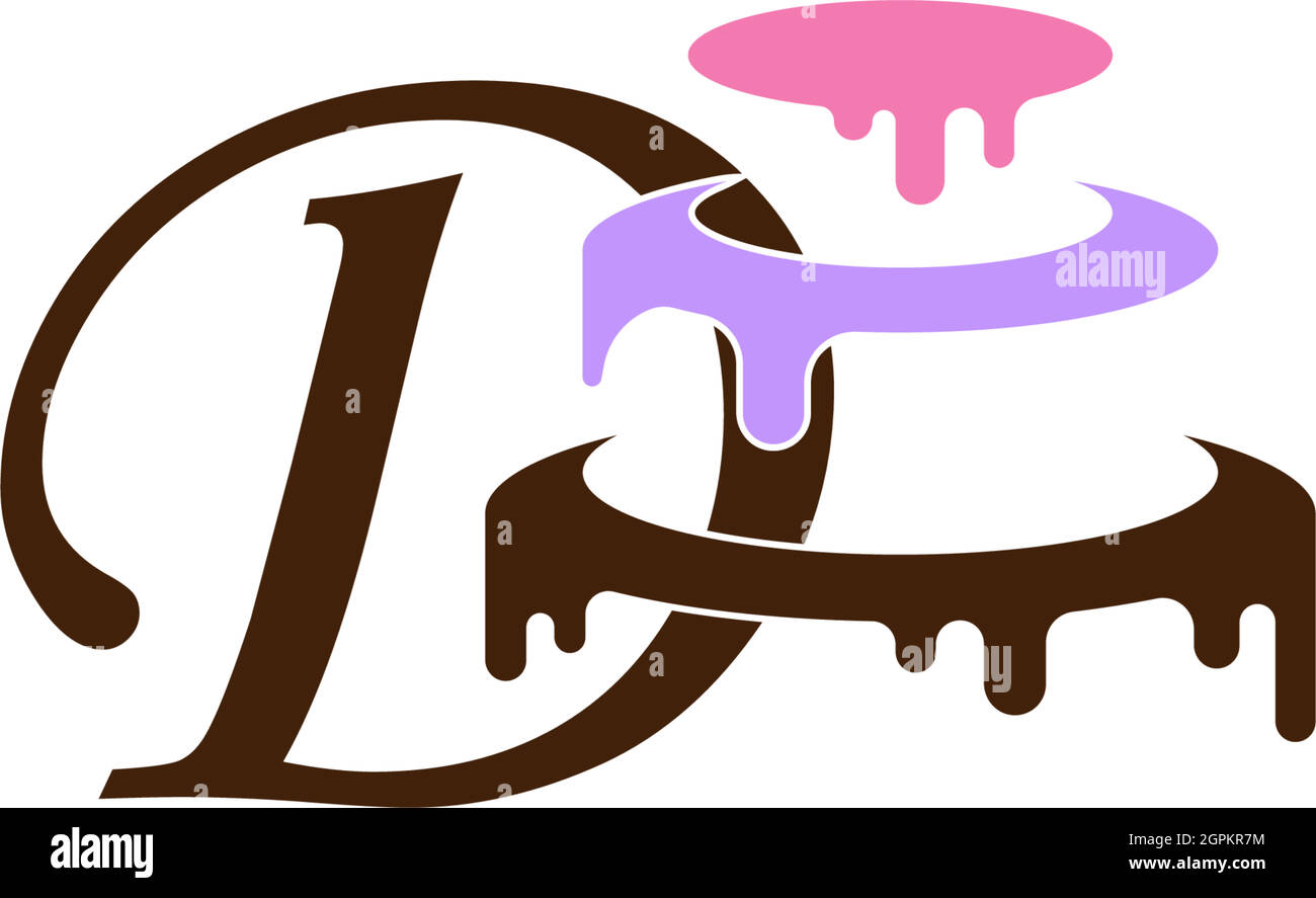 Letra D icono con diseño de pastel de boda vector de plantilla Ilustración del Vector