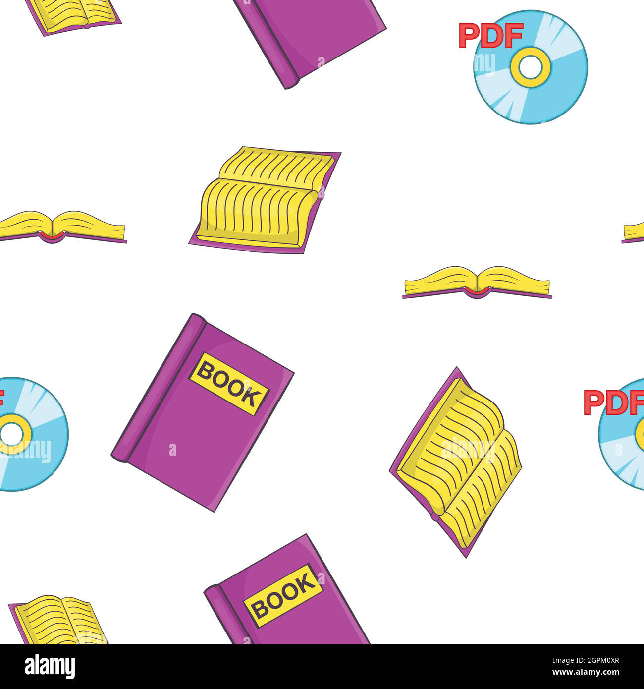 Patrón de lectura de libros, el estilo de dibujos animados Ilustración del Vector