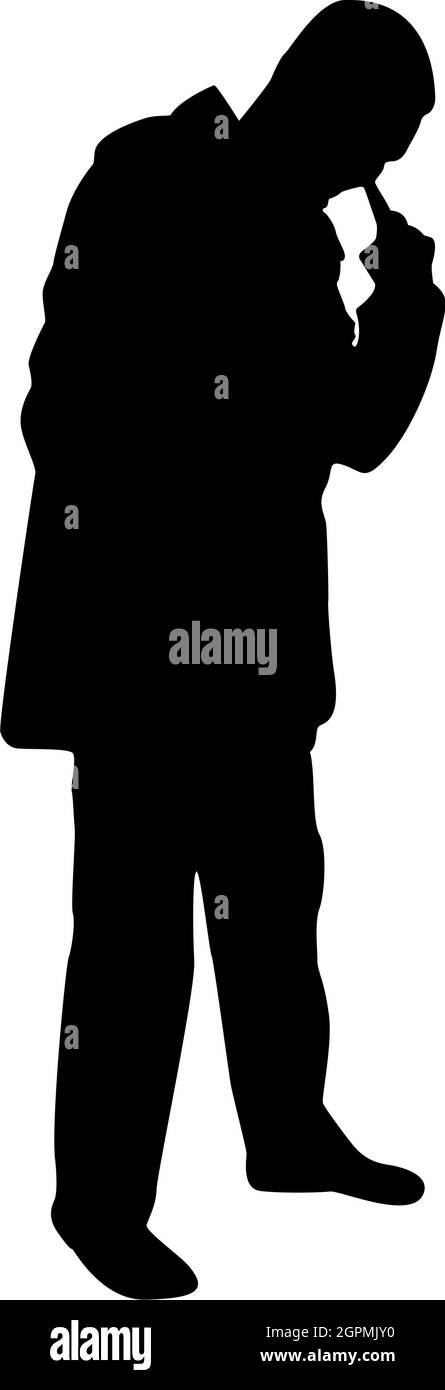 Silhouette hombre poking en nariz Use dedo macho limpia pasajes nasales color negro vector ilustración de estilo plano imagen Ilustración del Vector