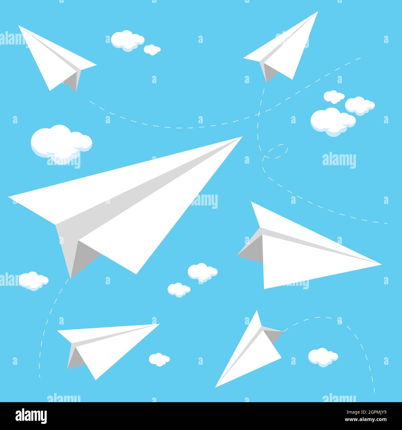 Aviones de Papel Volando en el cielo Fotografía de stock - Alamy