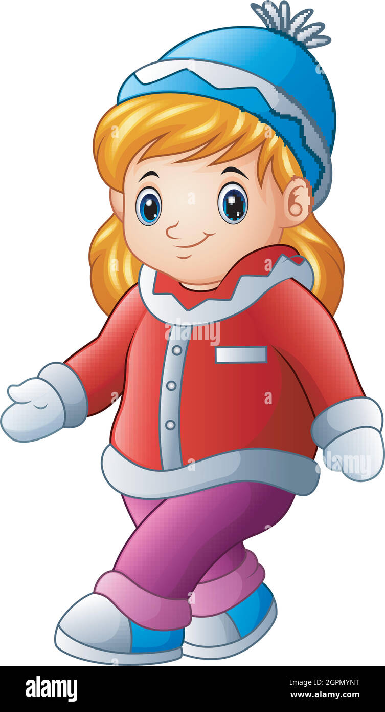 Chica de dibujos animados con ropa de invierno Imagen Vector de stock -  Alamy
