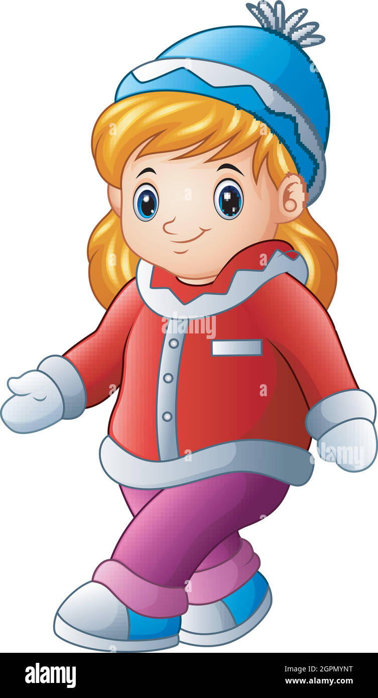 Chica de dibujos animados con ropa de invierno Imagen Vector de