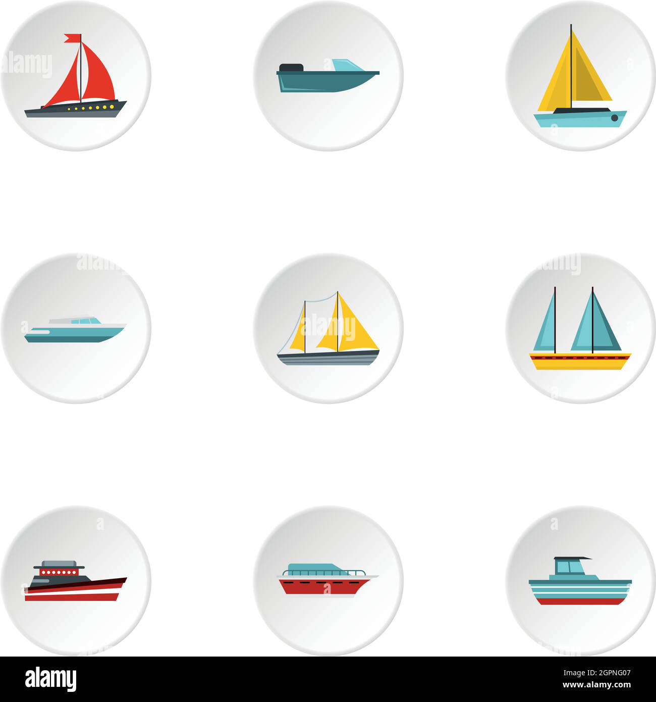 Conjunto de iconos de transporte marítimo, tipo plano Ilustración del Vector