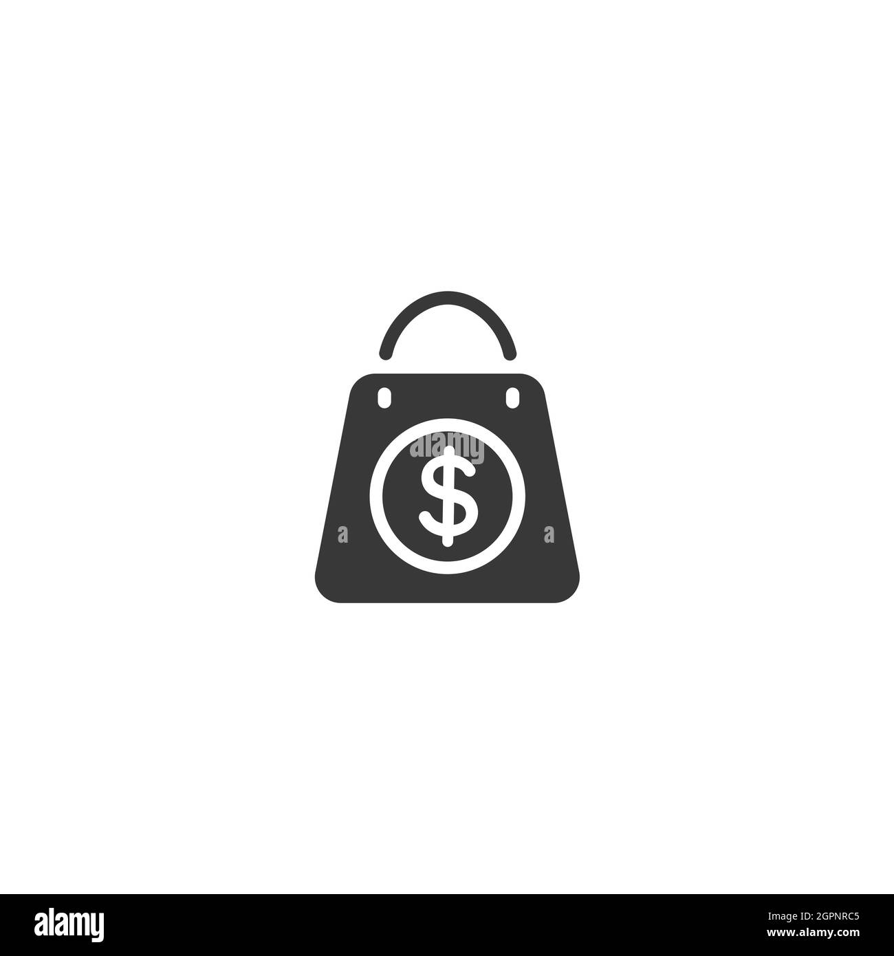 Bolsa de compras. Signo del dólar. Icono aislado. Ilustración de vector de glifo de comercio Ilustración del Vector