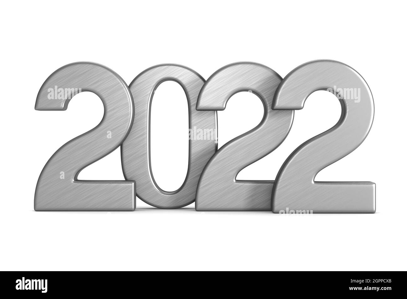 año nuevo 2022 sobre fondo blanco. Ilustración 3D aislada Foto de stock
