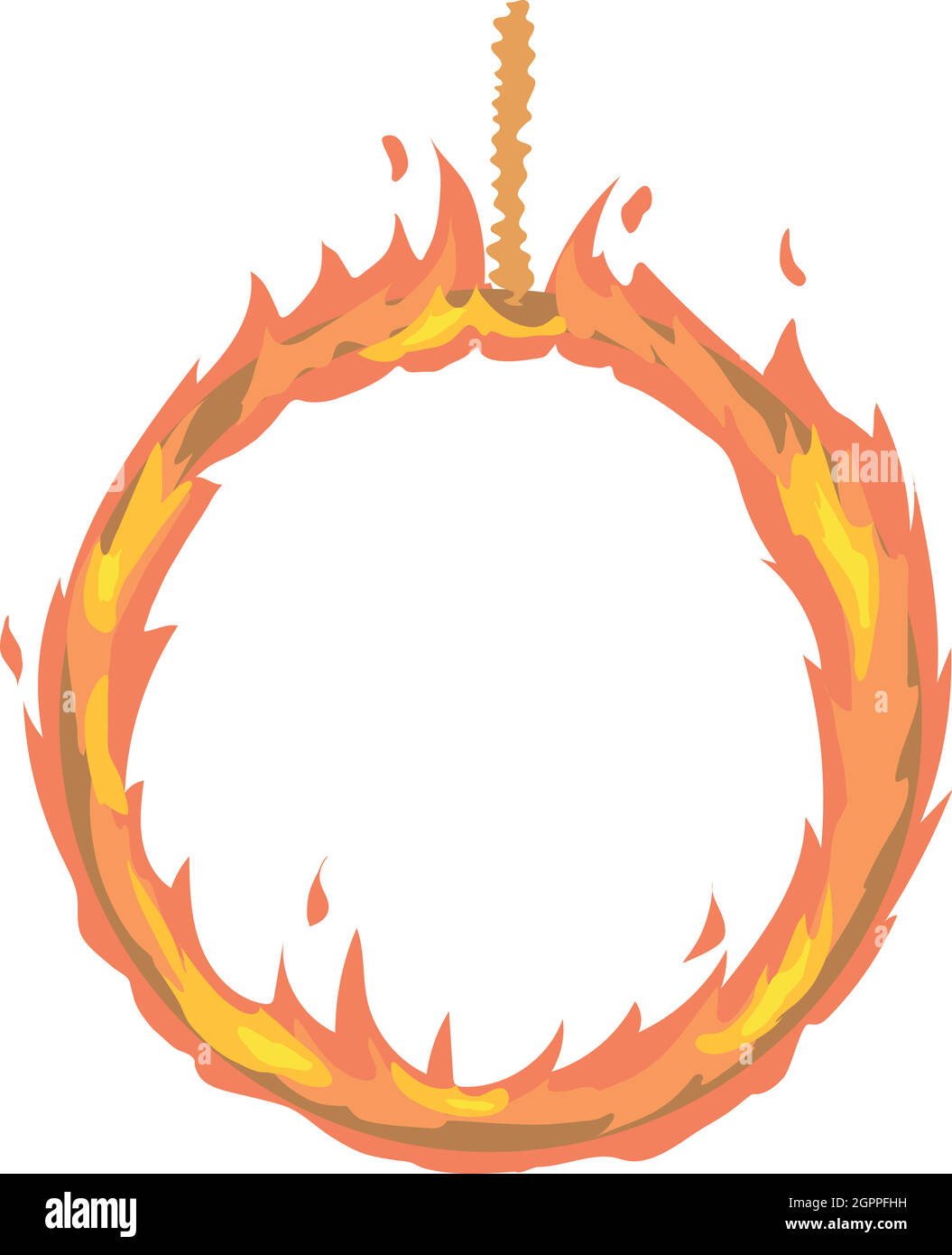 Icono de anillo de fuego, estilo de dibujos animados Ilustración del Vector