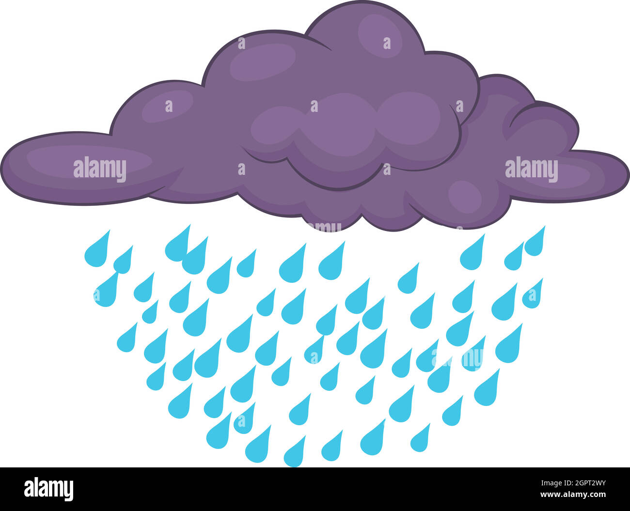 Las nubes y la lluvia, el icono de estilo de dibujos animados Imagen Vector  de stock - Alamy