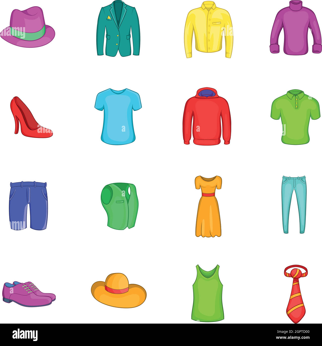 Iconos de ropa, estilo de dibujos animados Imagen Vector de stock - Alamy