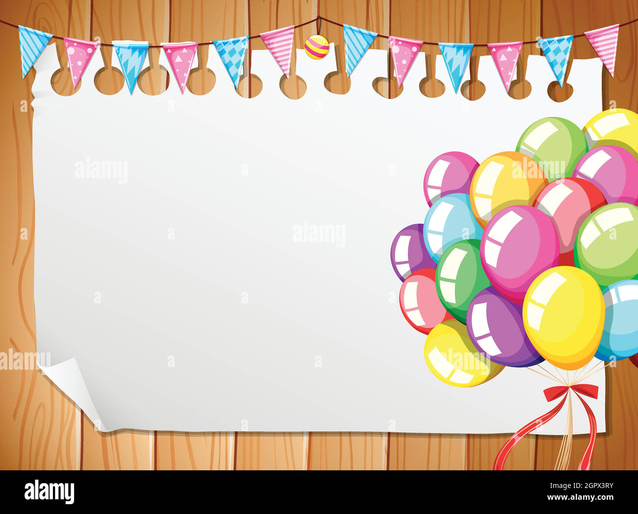 Plantilla de borde con globos de colores Imagen Vector de stock - Alamy