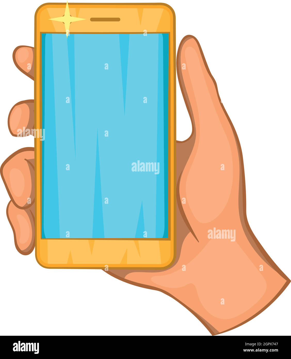 Teléfono móvil en mano, el icono de estilo de dibujos animados Imagen  Vector de stock - Alamy