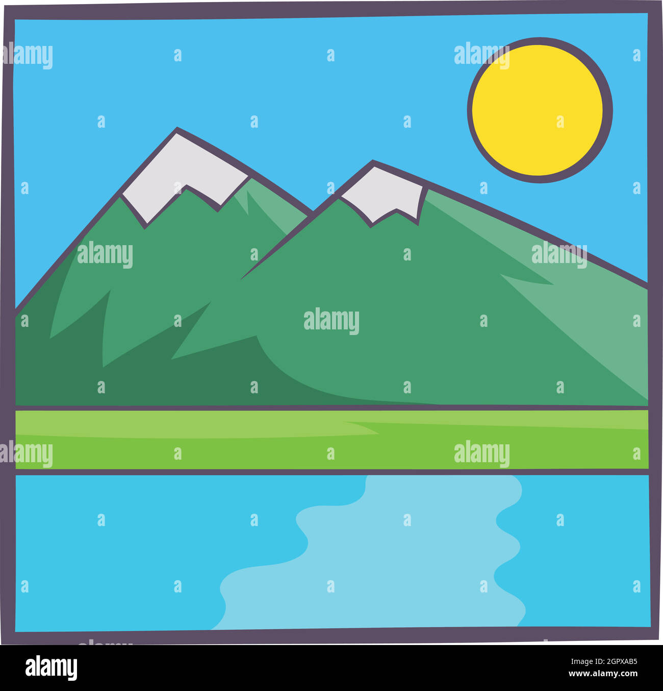 Dibujo de paisaje de montaña, el icono de estilo de dibujos animados Imagen  Vector de stock - Alamy