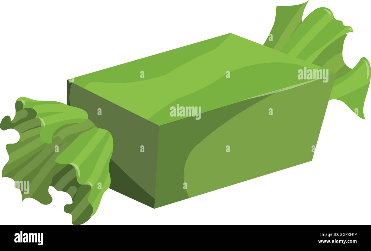 Icono de Caramelo verde, estilo de dibujos animados Ilustración del Vector