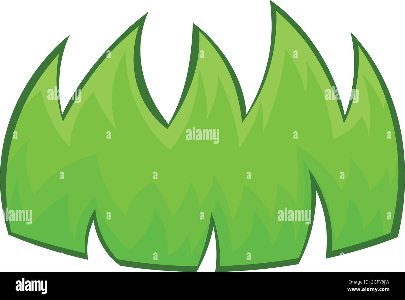 La hierba verde en el icono de estilo de dibujos animados Ilustración del Vector