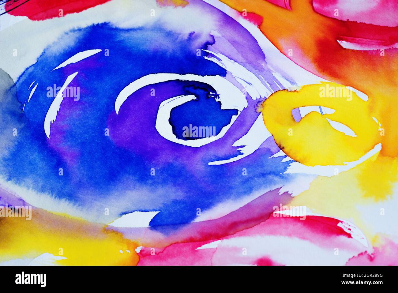 Puntos abstractos multicolor pintados por acuarela anilina, aquarelle  Fotografía de stock - Alamy
