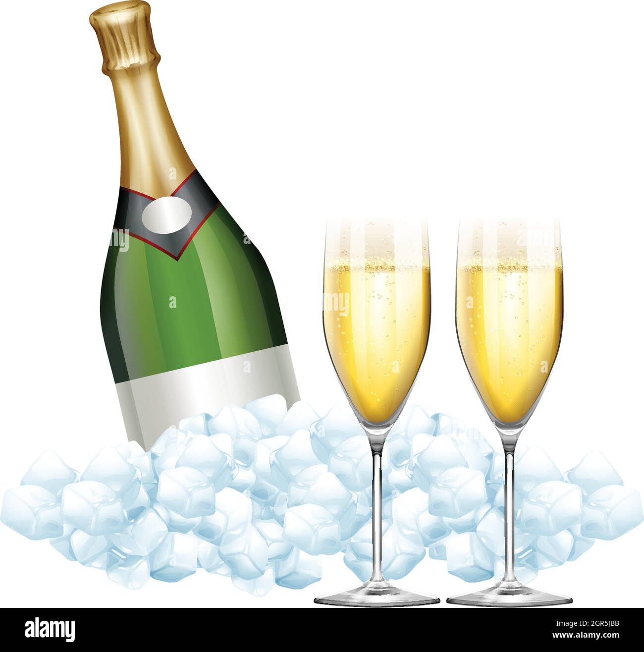 Botella de champagne y dos copas Imágenes vectoriales de stock - Alamy