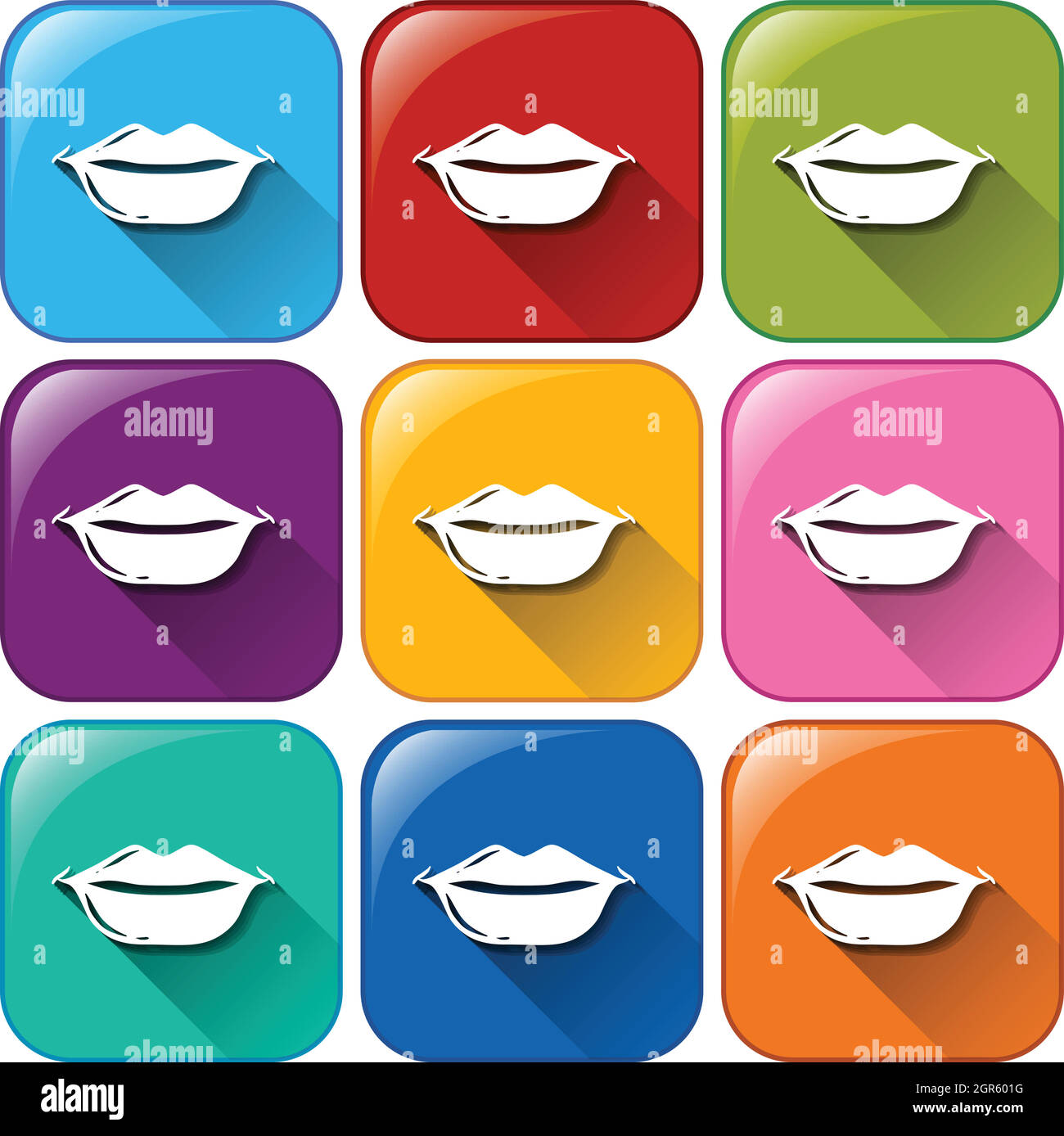 Botones con labios kissable Ilustración del Vector