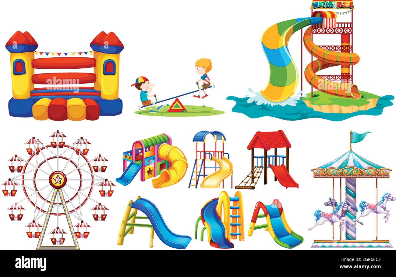 Diferentes tipos de estaciones de juego en el patio de recreo Imagen