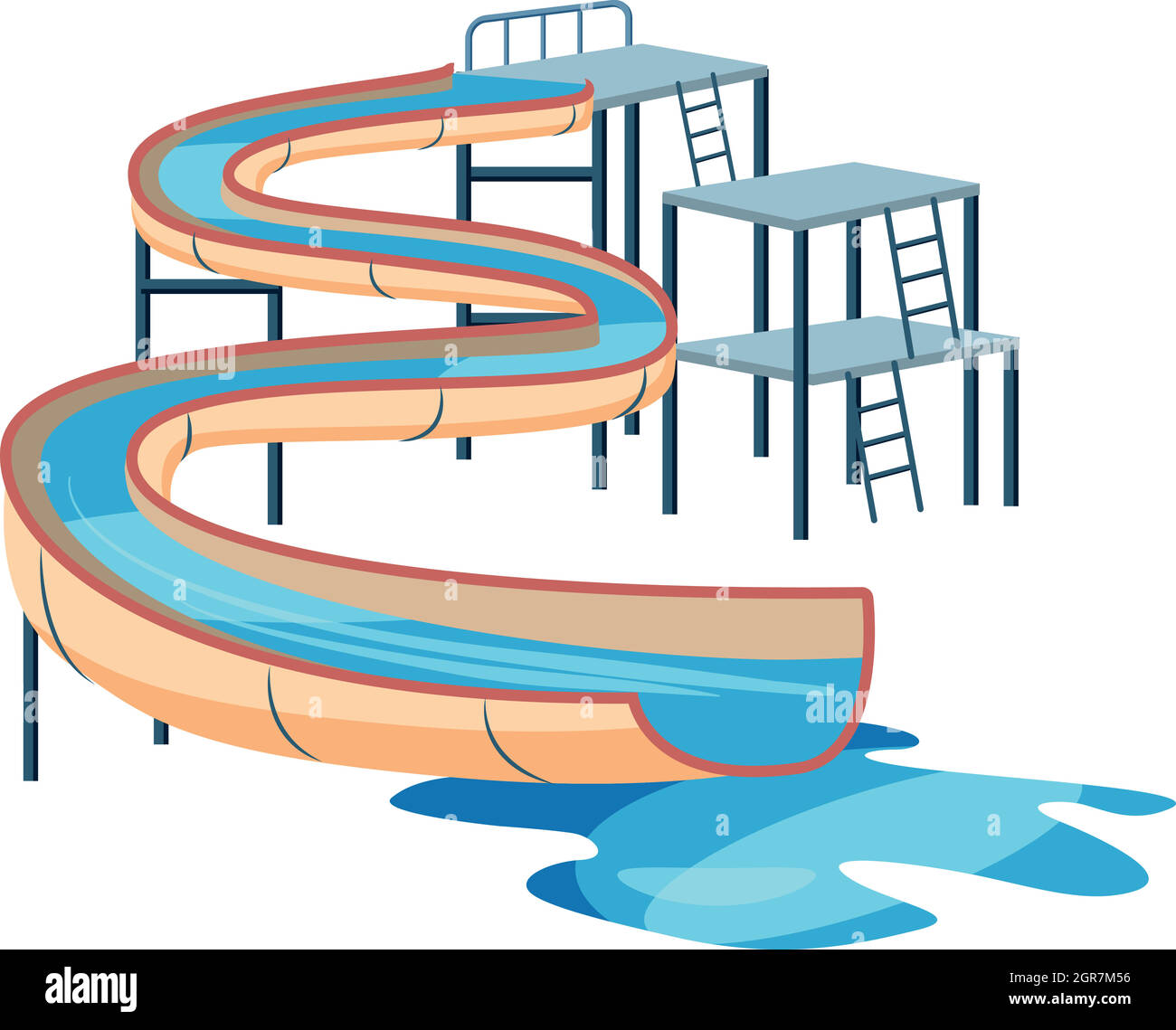 Tobogán en la piscina, el icono de estilo de dibujos animados Imagen