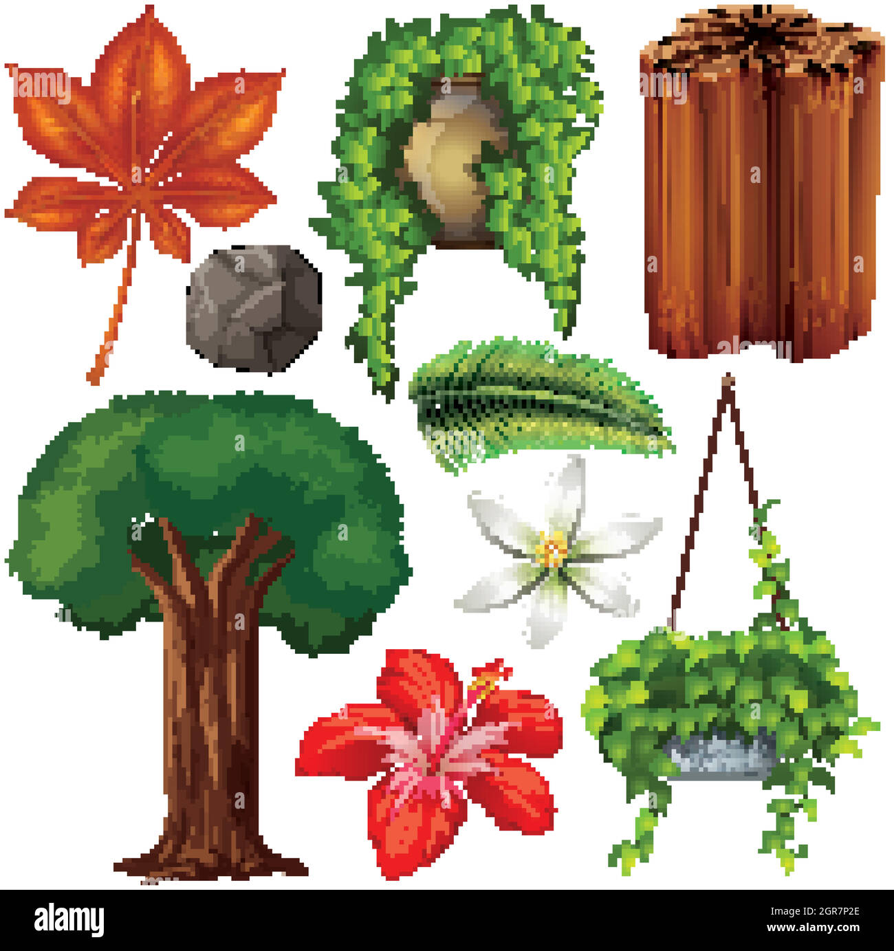 Conjunto de objetos aislados tema naturaleza