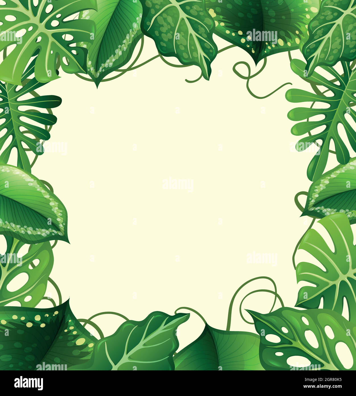Diseño de marco con hojas verdes Imagen Vector de stock - Alamy