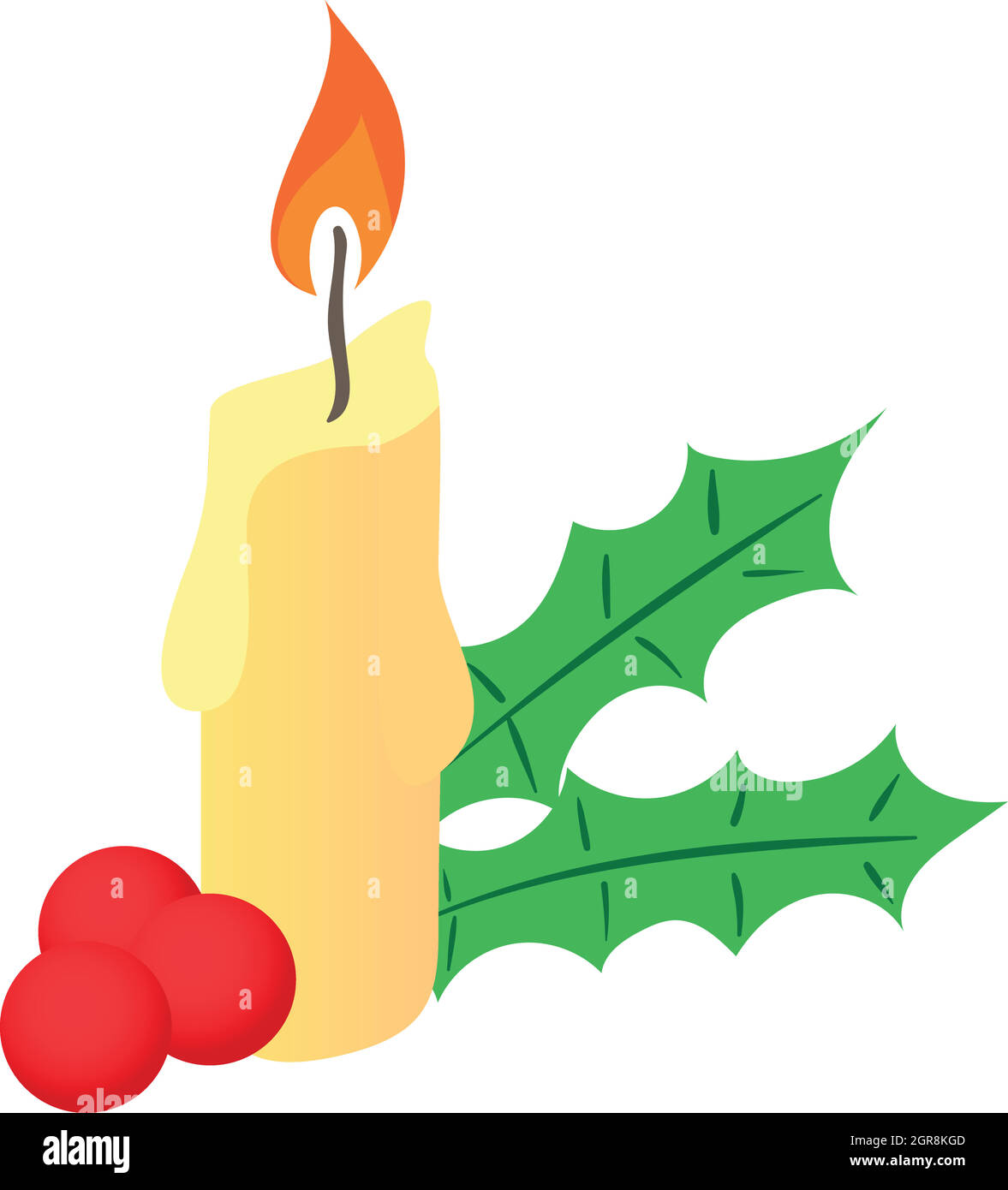 Velas de navidad y bayas, icono de estilo de dibujos animados Imagen Vector  de stock - Alamy