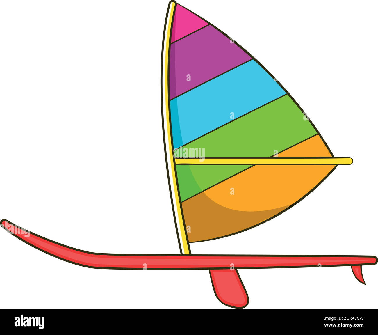 Deporte con un barco de vela, el icono de estilo de dibujos animados Ilustración del Vector