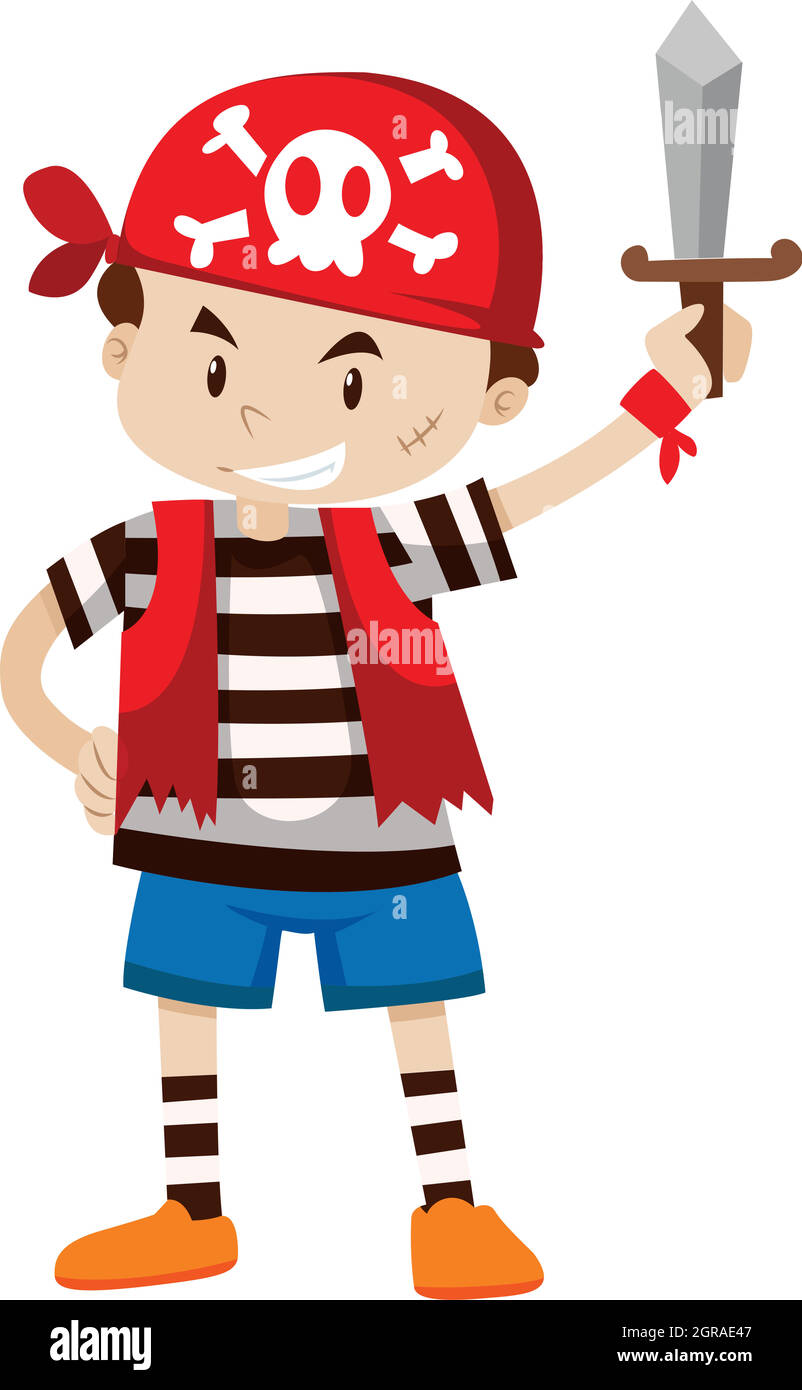 Niño vestido como tripulación pirata Imagen Vector de stock - Alamy