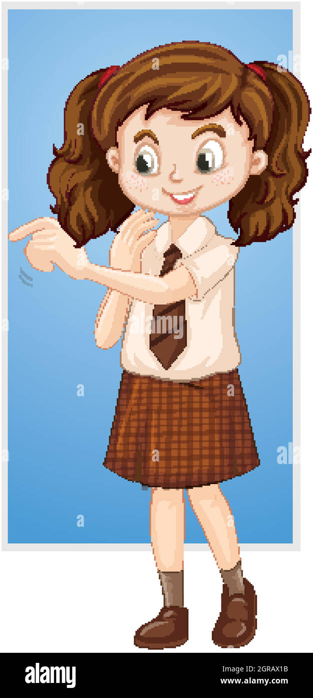 Feliz niña en uniforme escolar Imagen Vector de stock - Alamy