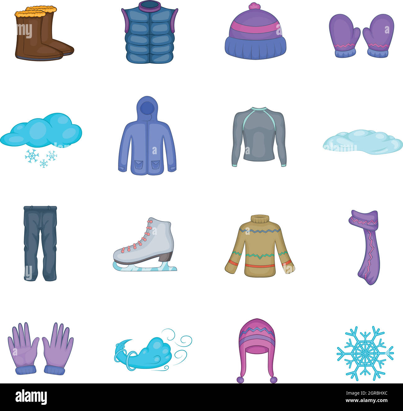 La ropa de invierno, conjunto de iconos de estilo de dibujos animados  Imagen Vector de stock - Alamy
