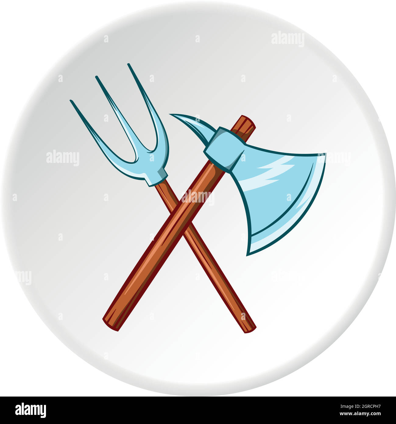 Ax y pitchfork icono, estilo de dibujos animados Imagen Vector de stock Alamy