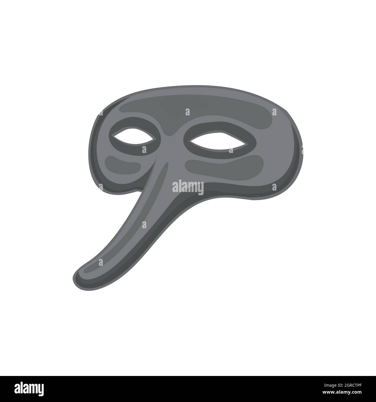 Máscara con una nariz larga, icono de estilo monocromo negro Ilustración del Vector