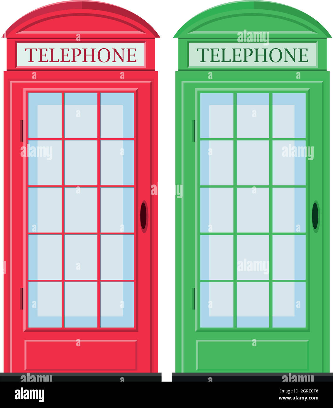 Cabinas telefónicas en rojo y verde Ilustración del Vector