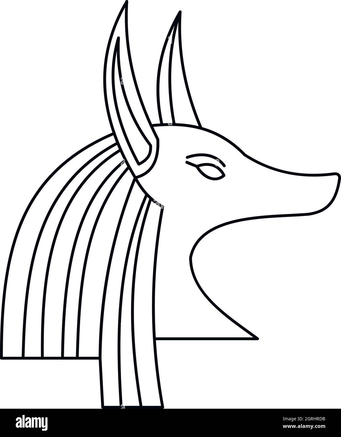 Cabeza de dios egipcio Anubis icono, el estilo de esquema Ilustración del Vector