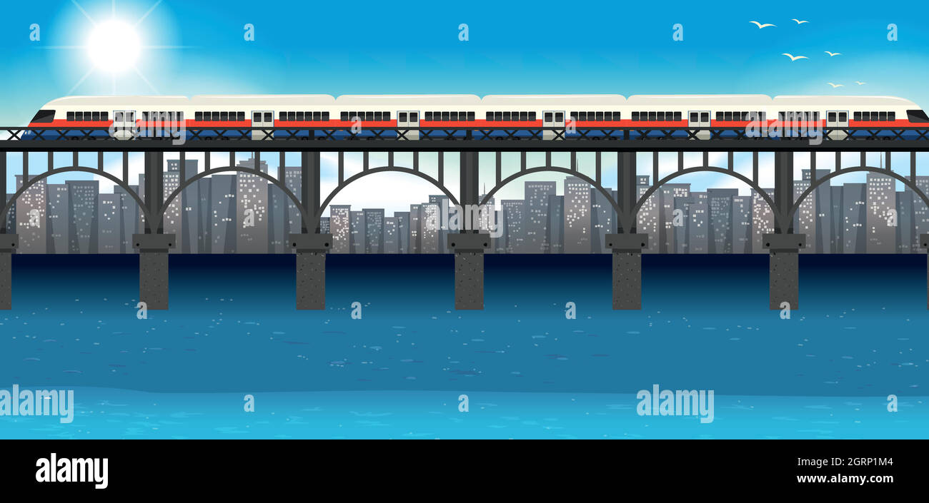 Transporte urbano en tren moderno Ilustración del Vector