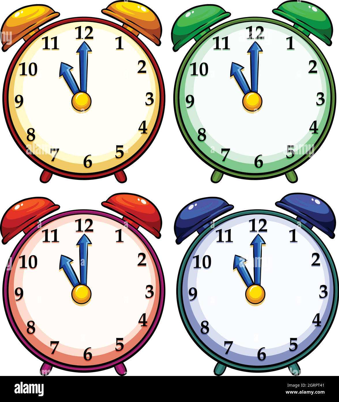 Cuatro relojes coloridos Ilustración del Vector