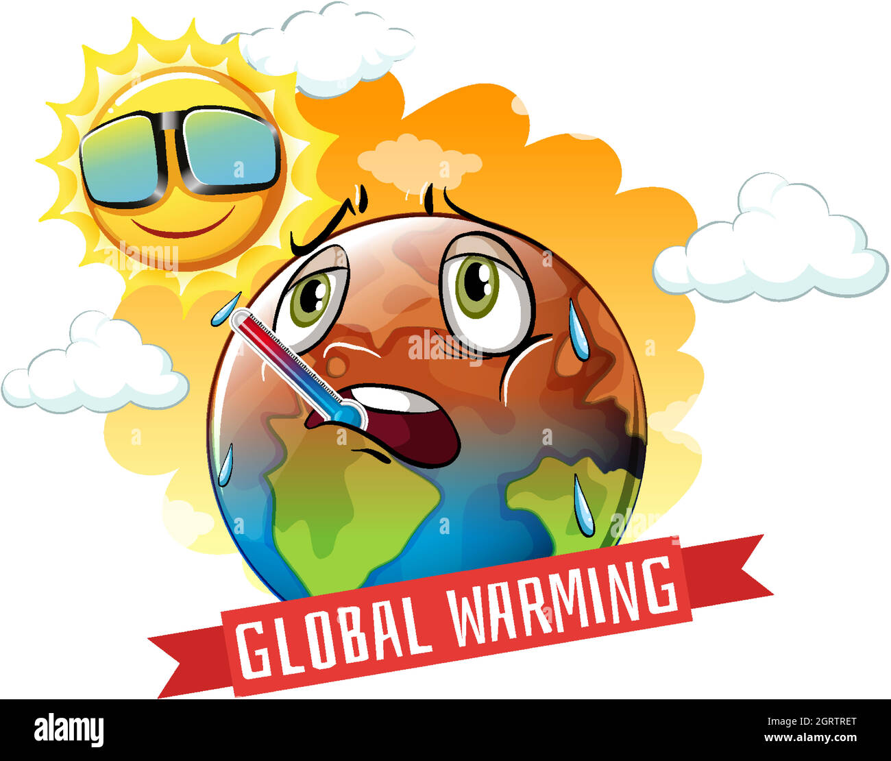 Calentamiento global con la tierra al fuego Ilustración del Vector