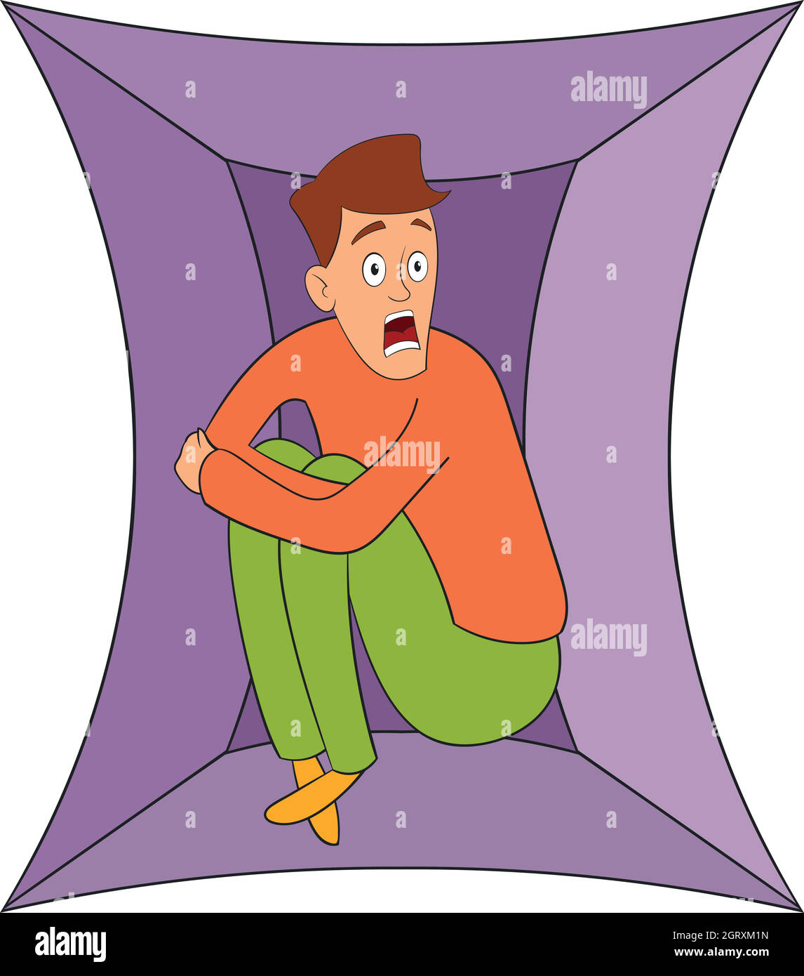 El miedo de los espacios cerrados, el icono de estilo de dibujos