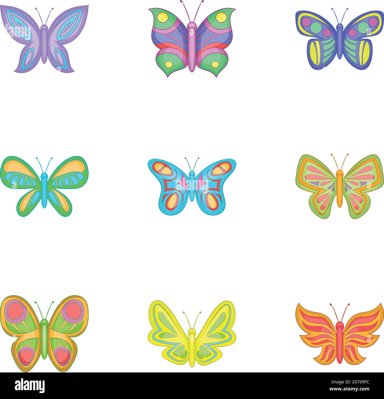 Conjunto de iconos de mariposas de colores, estilo de dibujos animados  Imagen Vector de stock - Alamy