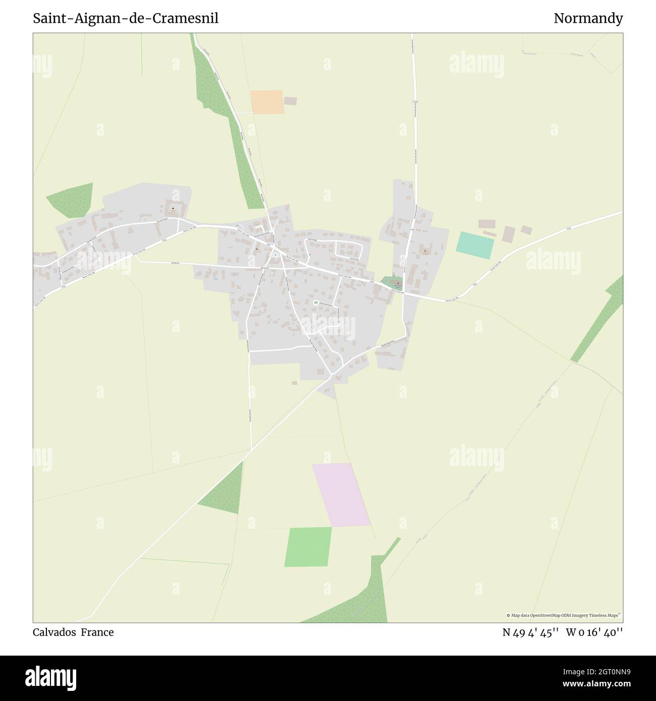 Saint-Aignan-de-Cramesnil, Calvados, Francia, Normandía, N 49 4' 45'', W 0 16' 40'', mapa, Timeless Map publicado en 2021. Viajeros, exploradores y aventureros como Florence Nightingale, David Livingstone, Ernest Shackleton, Lewis y Clark y Sherlock Holmes se basaron en mapas para planificar viajes a los rincones más remotos del mundo, Timeless Maps está trazando la mayoría de los lugares del mundo, mostrando el logro de grandes sueños Foto de stock