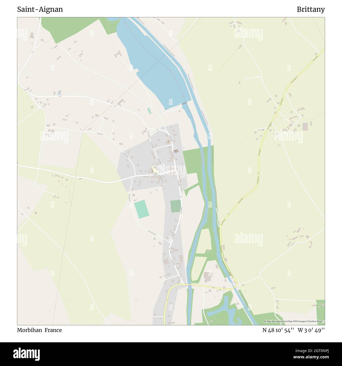 Saint-Aignan, Morbihan, Francia, Bretaña, N 48 10' 54'', W 3 0' 49'', mapa, Mapa sin tiempo publicado en 2021. Viajeros, exploradores y aventureros como Florence Nightingale, David Livingstone, Ernest Shackleton, Lewis y Clark y Sherlock Holmes se basaron en mapas para planificar viajes a los rincones más remotos del mundo, Timeless Maps está trazando la mayoría de los lugares del mundo, mostrando el logro de grandes sueños Foto de stock