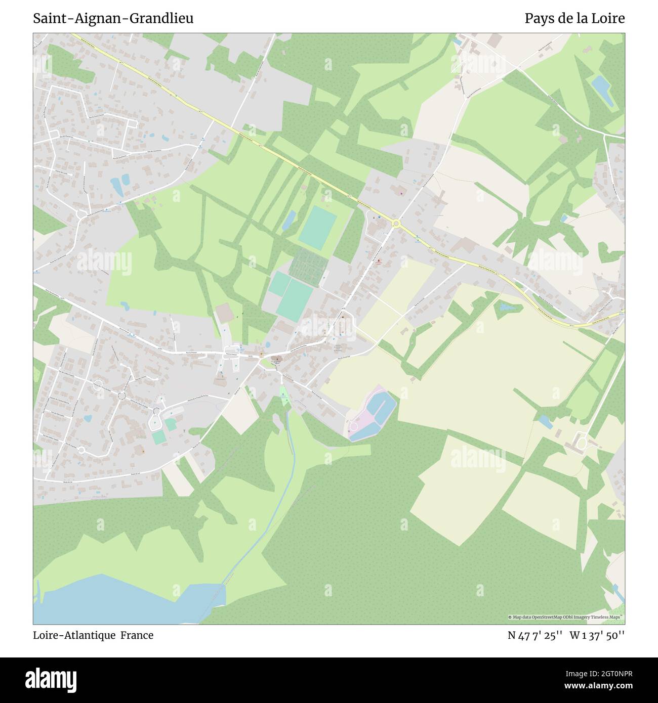 Saint-Aignan-Grandlieu, Loire-Atlantique, Francia, Pays de la Loire, N 47 7' 25'', W 1 37' 50'', mapa, Timeless Map publicado en 2021. Viajeros, exploradores y aventureros como Florence Nightingale, David Livingstone, Ernest Shackleton, Lewis y Clark y Sherlock Holmes se basaron en mapas para planificar viajes a los rincones más remotos del mundo, Timeless Maps está trazando la mayoría de los lugares del mundo, mostrando el logro de grandes sueños Foto de stock