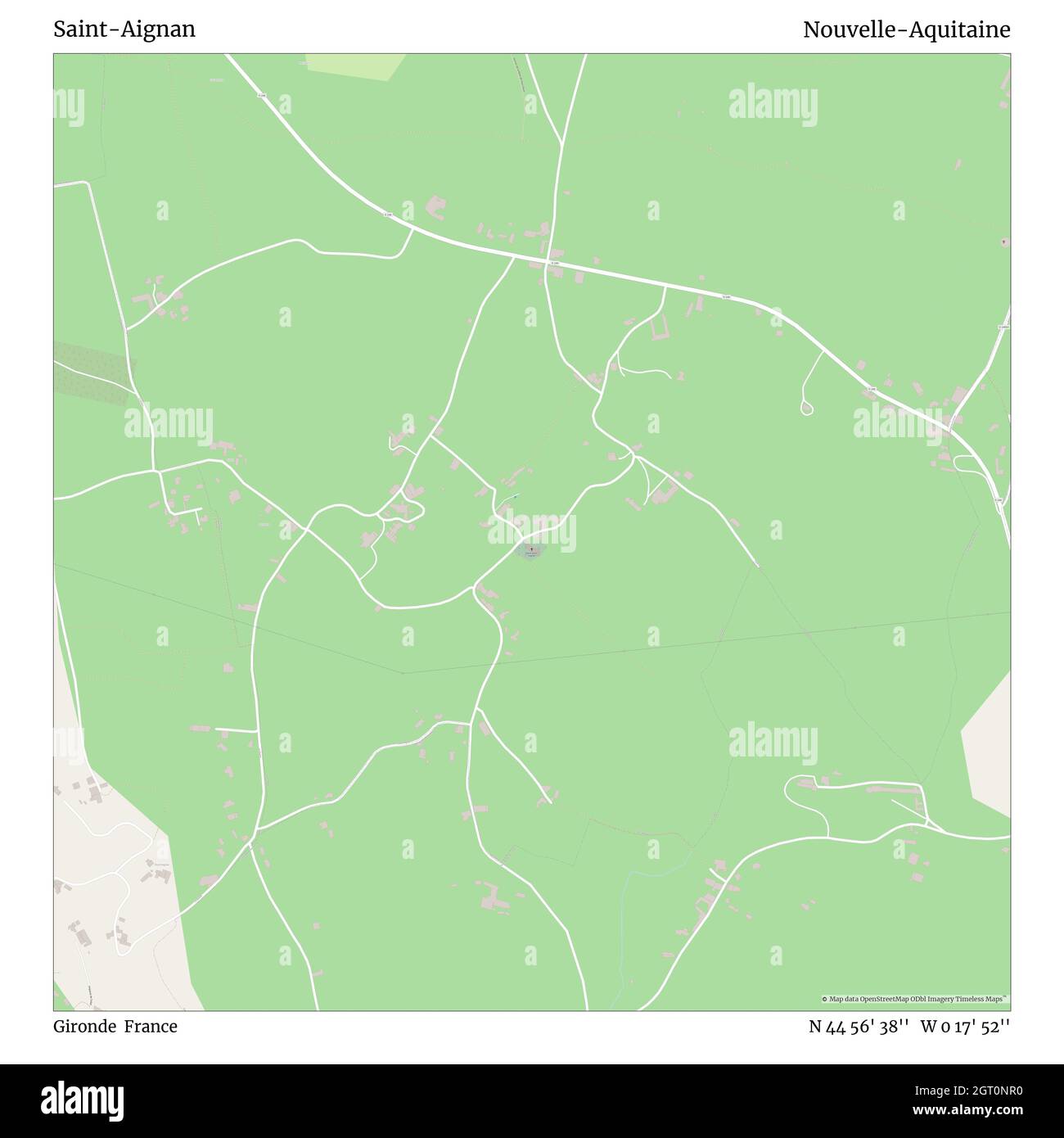 Saint-Aignan, Gironde, Francia, Nouvelle-Aquitaine, N 44 56' 38'', W 0 17' 52'', mapa, Timeless Map publicado en 2021. Viajeros, exploradores y aventureros como Florence Nightingale, David Livingstone, Ernest Shackleton, Lewis y Clark y Sherlock Holmes se basaron en mapas para planificar viajes a los rincones más remotos del mundo, Timeless Maps está trazando la mayoría de los lugares del mundo, mostrando el logro de grandes sueños Foto de stock