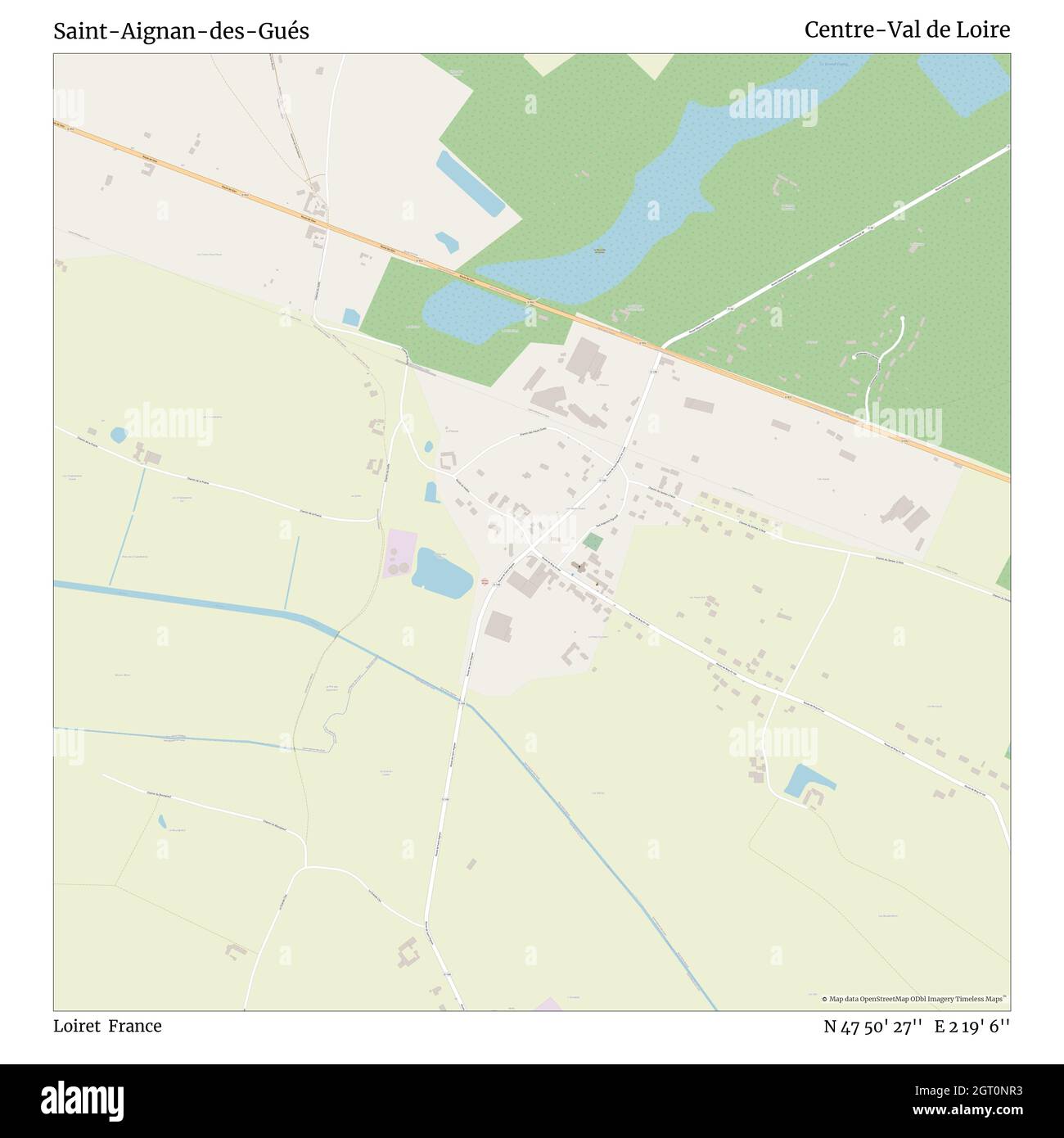 Saint-Aignan-des-Gués, Loiret, Francia, Centre-Val de Loire, N 47 50' 27'', E 2 19' 6'', mapa, Mapa sin tiempo publicado en 2021. Viajeros, exploradores y aventureros como Florence Nightingale, David Livingstone, Ernest Shackleton, Lewis y Clark y Sherlock Holmes se basaron en mapas para planificar viajes a los rincones más remotos del mundo, Timeless Maps está trazando la mayoría de los lugares del mundo, mostrando el logro de grandes sueños Foto de stock