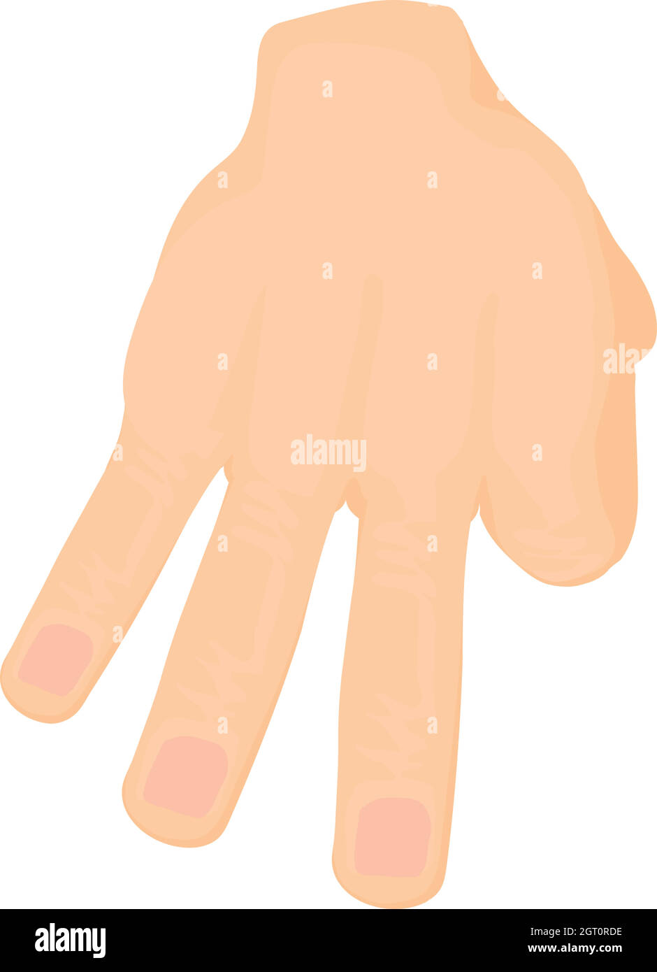Tres dedos, icono de estilo de dibujos animados Ilustración del Vector